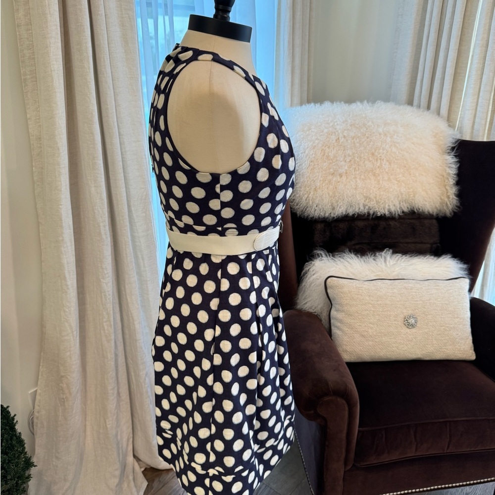 Eliza J Navy & White Polka Dot Dress - Size 6 - Picture 5 of 10